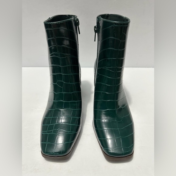 INC Womens Green Crocodile Comfort Dasha Square Toe Block Heel Booties 5 M - Picture 5 of 8
